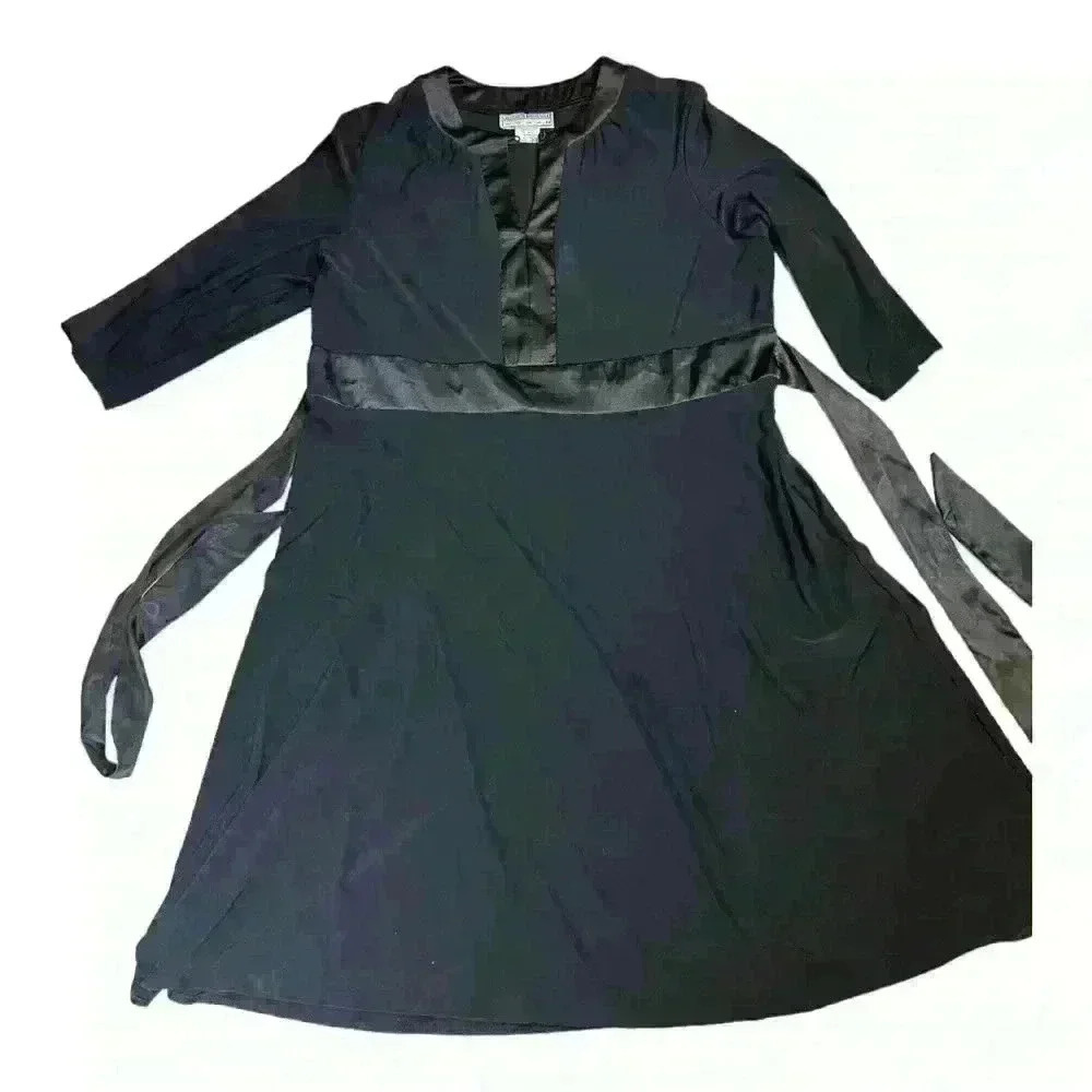 Women black Jessica Howard Dress V neck size 24 Black dress spandex - Picture 2 of 7